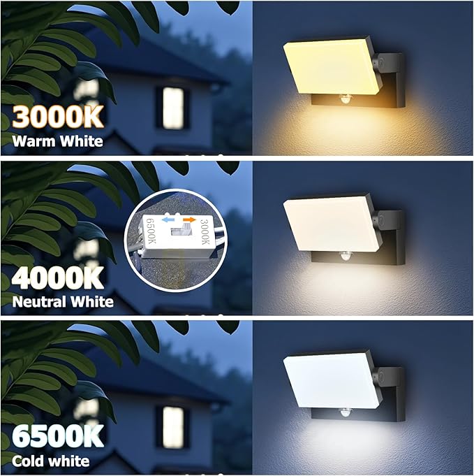 rosykite 40W LED Wall Pack Lights Outdoor Motion Sensor, 360 °Rotation 5000K - Image 6