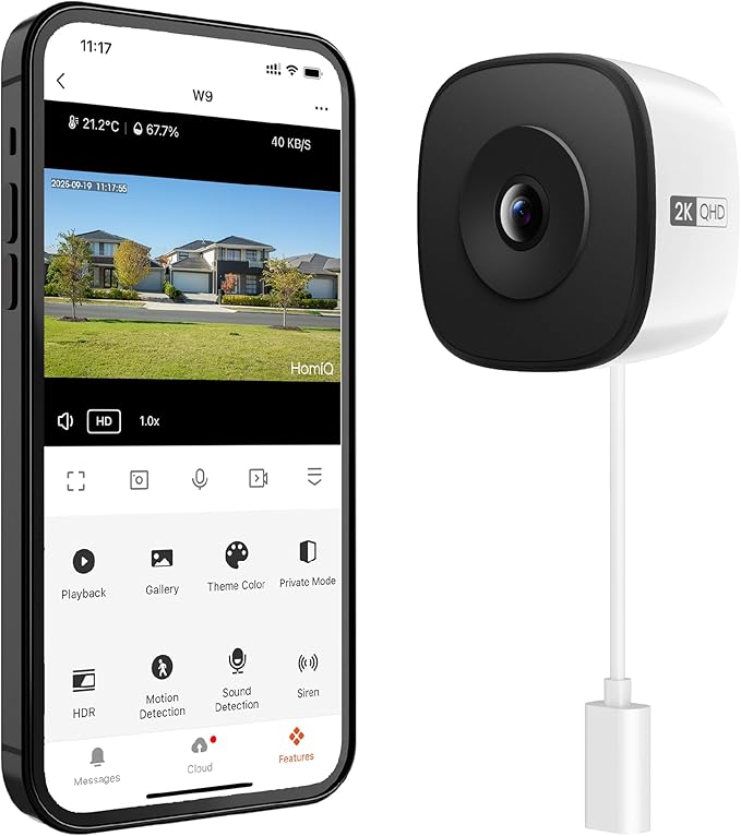 HOMIQ LIFE Window Security Camera 3MP 2K, Indoor WiFi Cameras 2.4GHz/5GHz by Unknown