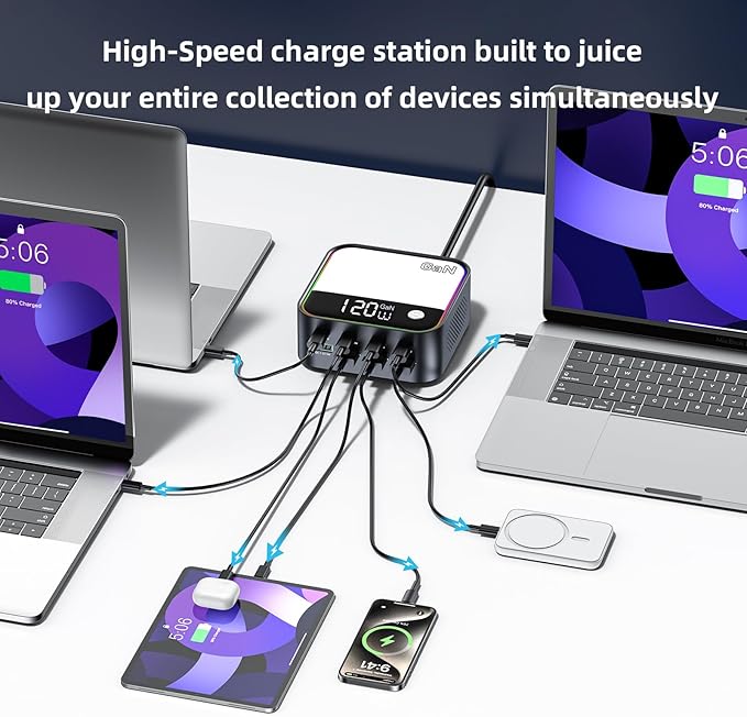 120W GaN USB C Charger Block Fast Charging, Samsung Galaxy, Headphones - Image 3