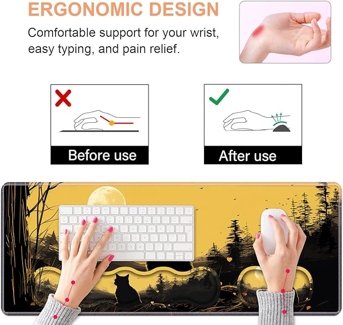 Ergonomic Keyboard Wrist Rest & Mouse Pad Wrist Rest Set, Large XXL Gaming Desk - Image 5