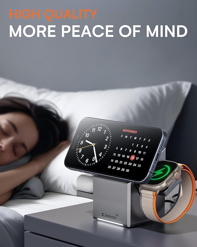 ZEEHOO 3 in 1 Charging Station for Apple, iPhone Mag-Safe Charger, Qi2 Certified - Image 7