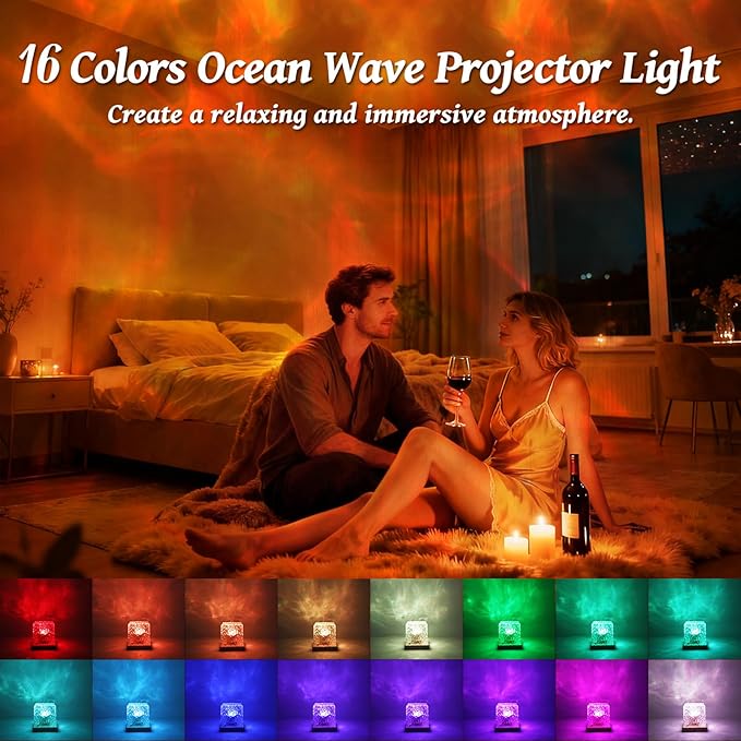 Ocean Wave Projector Light, 16 Colors Galaxy Projector Night Light Water Ripple - Image 2