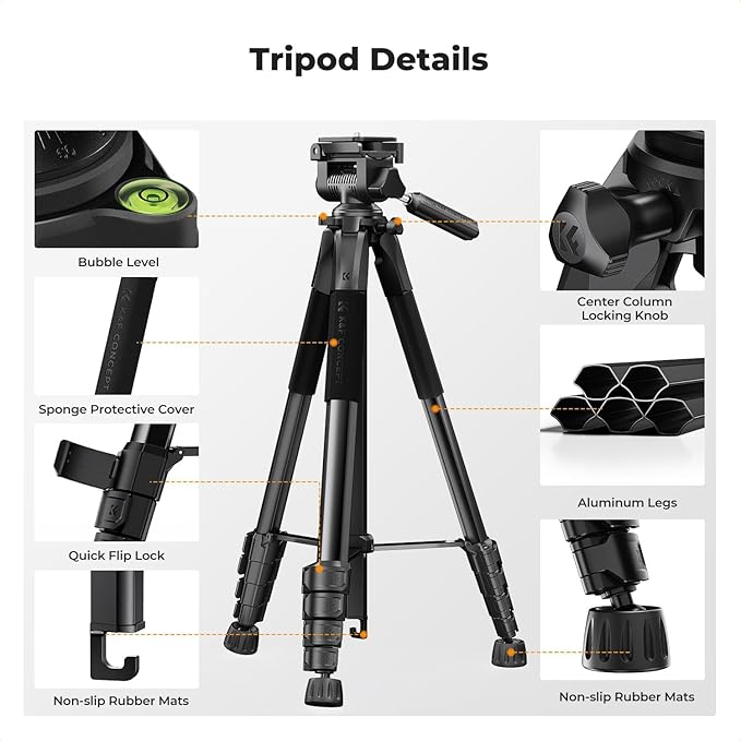 K&F CONCEPT Camera Tripod, Cellphone Clip - Image 9