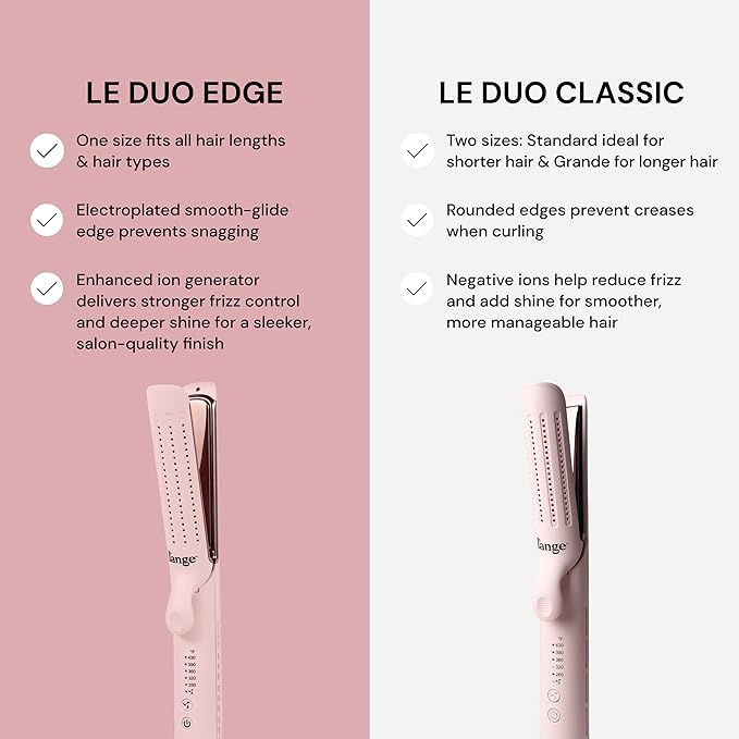 L'ANGE HAIR Le Duo Edge 360° Airflow Titanium Styler Blush | 2-in-1 Flat Iron - Image 4