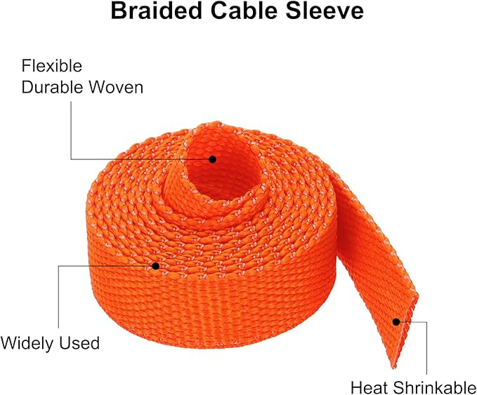 MECCANIXITY Braided Cable Sleeves Heat Shrinkable Fabric Sleeving, 5/16" 3ft - Image 4