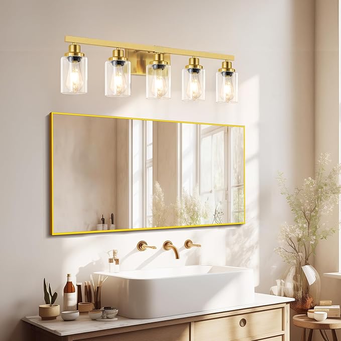 DIKAIDA 5 Light Gold Bathroom Vanity Light, Bathroom Light Fixtures - Image 6