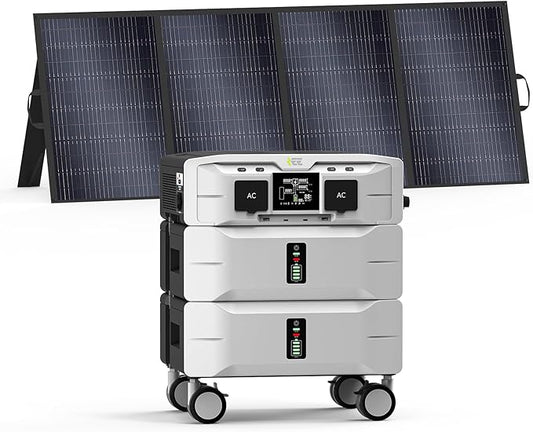 IEE 5120Wh Power Station with 400W Portable Panel, 120/240V 5000W AC Output by OSCAL