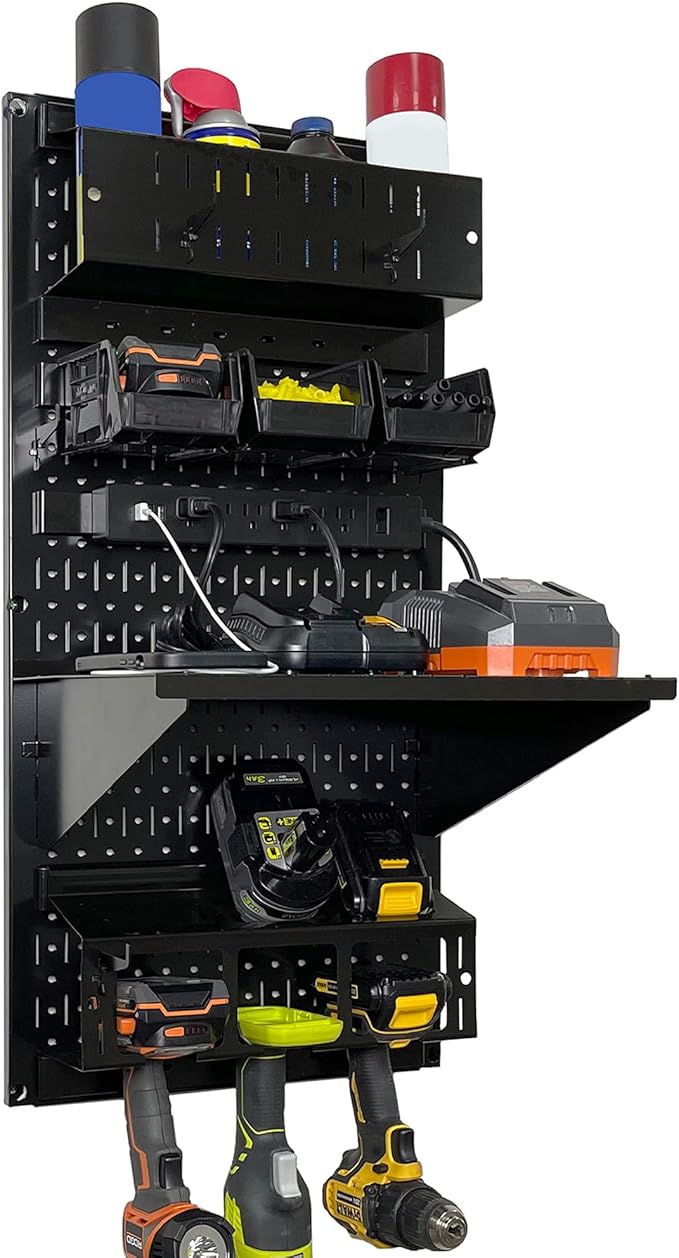 Wall Control Power Tool Storage Organizer Kit Cordless Drill Holder Charging by Wall+Control