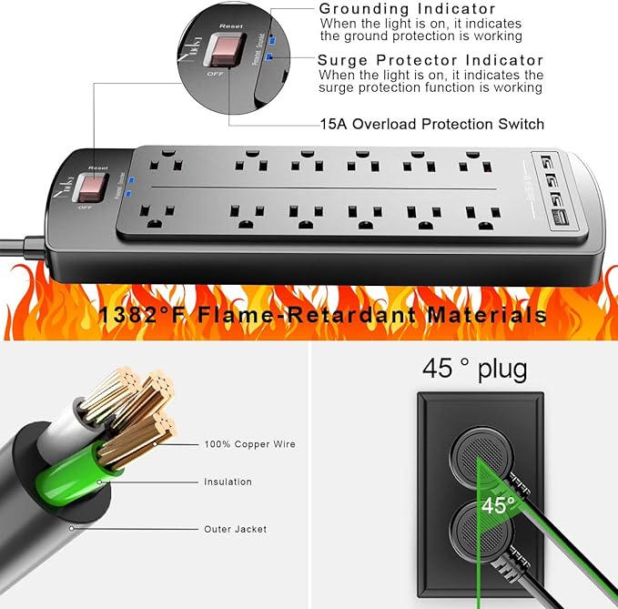Power Strip, Nuetsa Surge Protector - Image 6