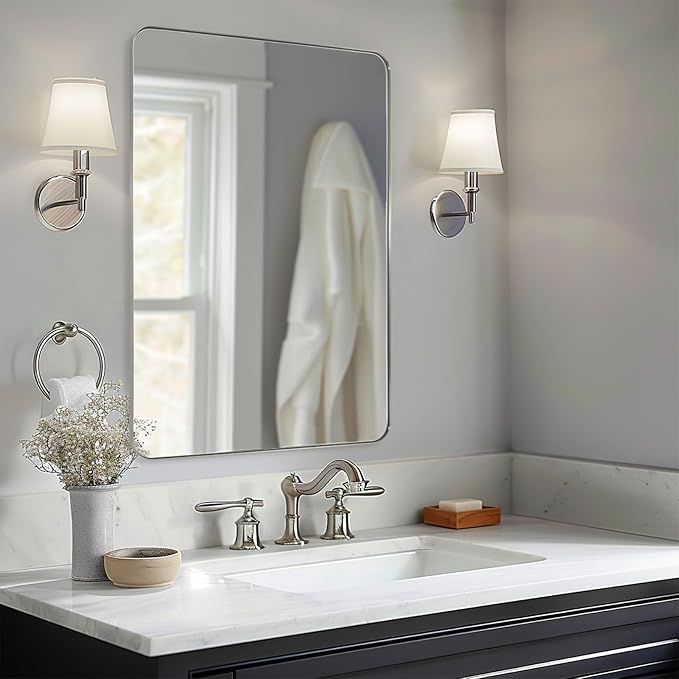 ANDY STAR 36"x48"Chrome Bathroom Mirror, Large Wall Mirror - Image 8