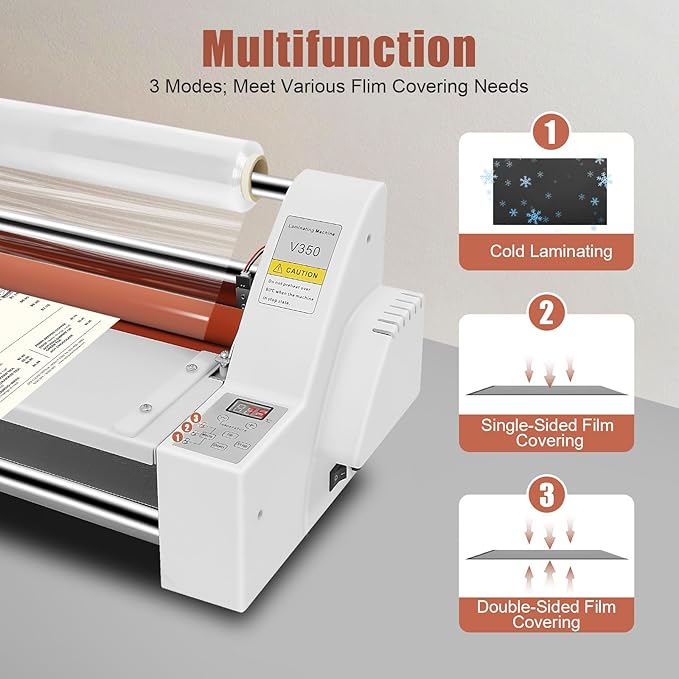 Cold Hot Roll Laminator, 110V 350mm Electronic Laminating Machine, 700W Single - Image 6