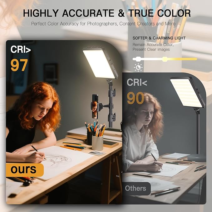 2-Pack LED Video Light Kit, NiceVeedi Studio Light, 2800-6500K Dimmable - Image 4