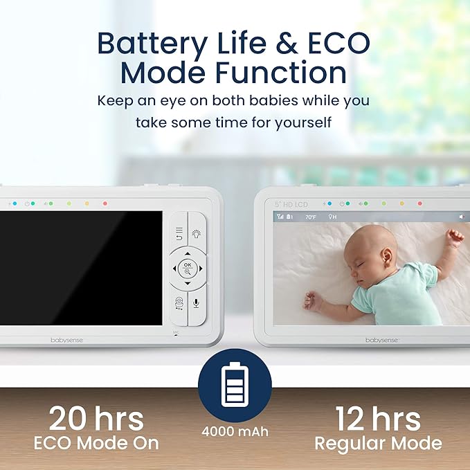 Babysense 5" HD Split-Screen Baby Monitor, Video Baby Monitor - Image 7