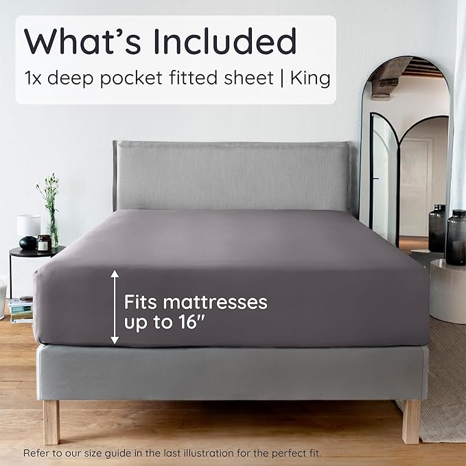 Bambaw 100% Viscose Derived from Bamboo Fitted Sheet, Cooling Fitted Sheet King - Image 2