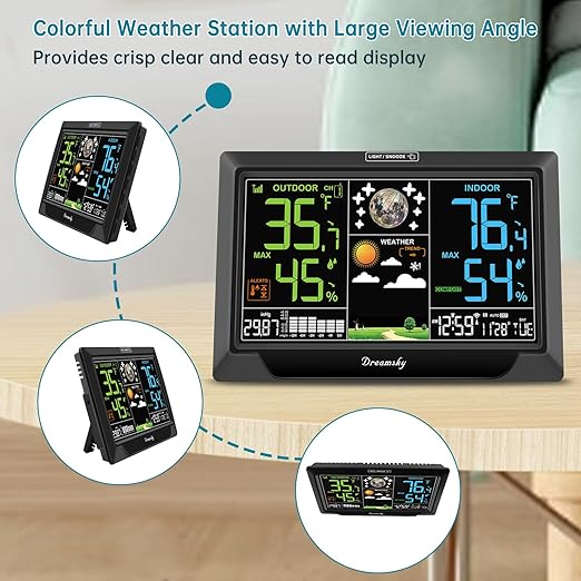 DreamSky Weather Station Indoor Outdoor Thermometer Wireless, Atomic Clock - Image 2