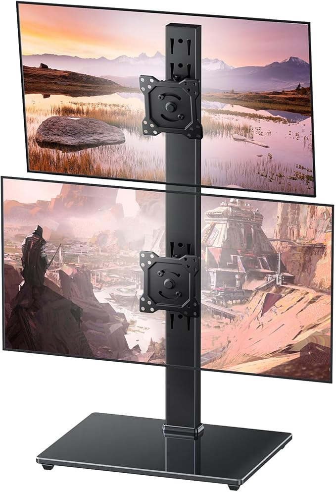 Dual Monitor Stand, FreeStanding Desk Stand by HChookclasp