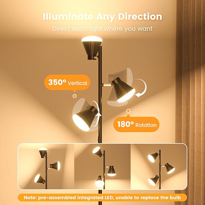 SIBRILLE 36W LED Tree Floor Lamp, Dimmable Tall Standing Lamp - Image 5