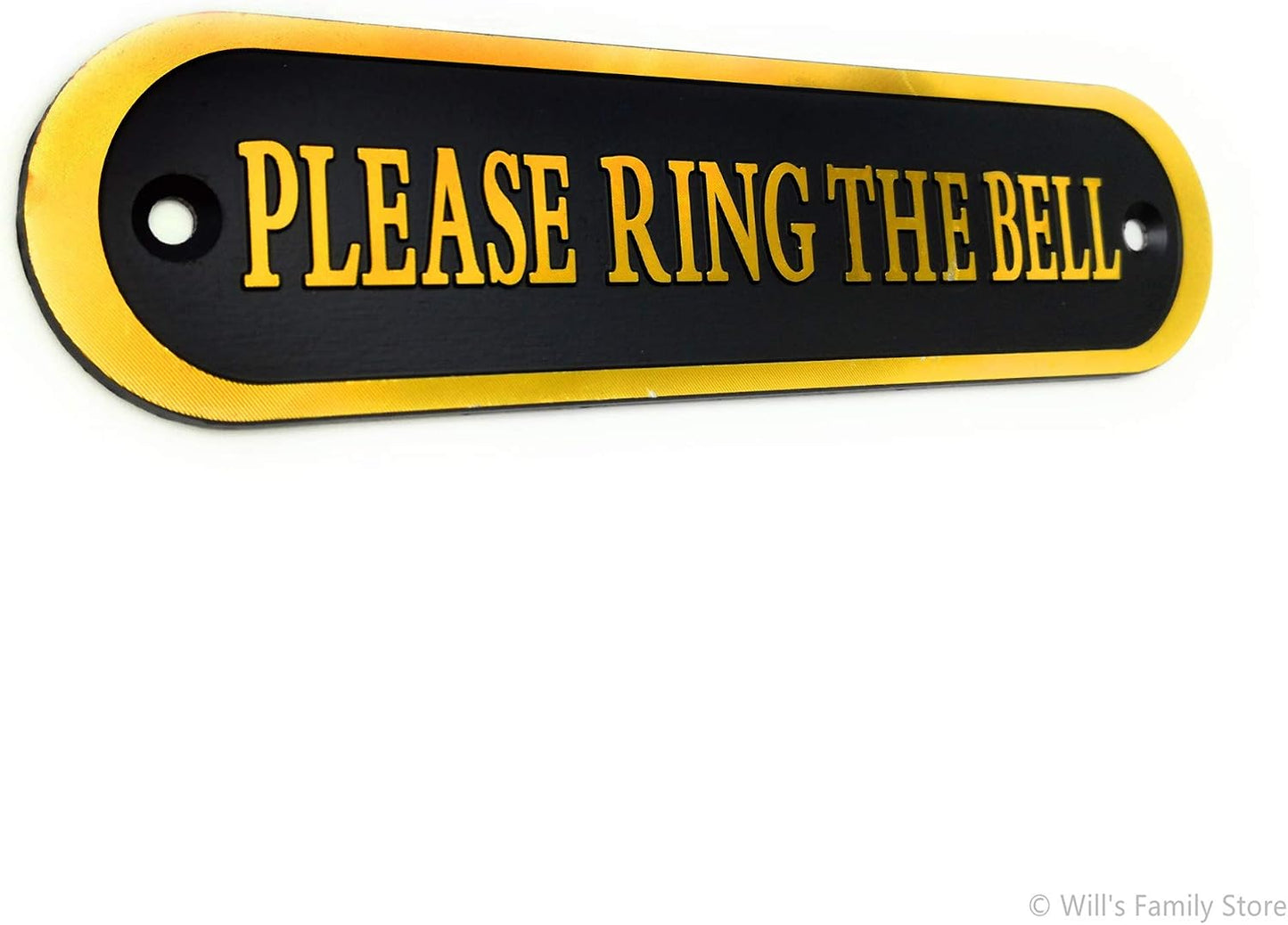 Please Ring the Bell Aluminium Doorbell Sign with Screws Black and Golden 5.5x1.4 inch