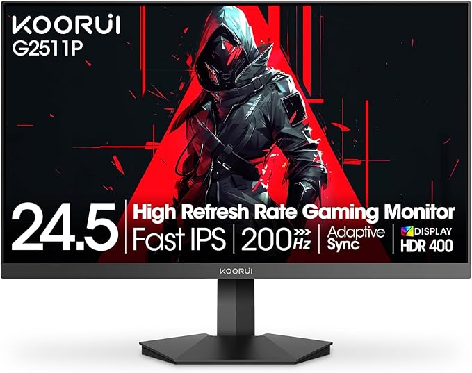 KOORUI 24.5 Inch Gaming Monitor 200Hz, FHD IPS Display, 90% DCI-P3 Color Gamut by KOORUI