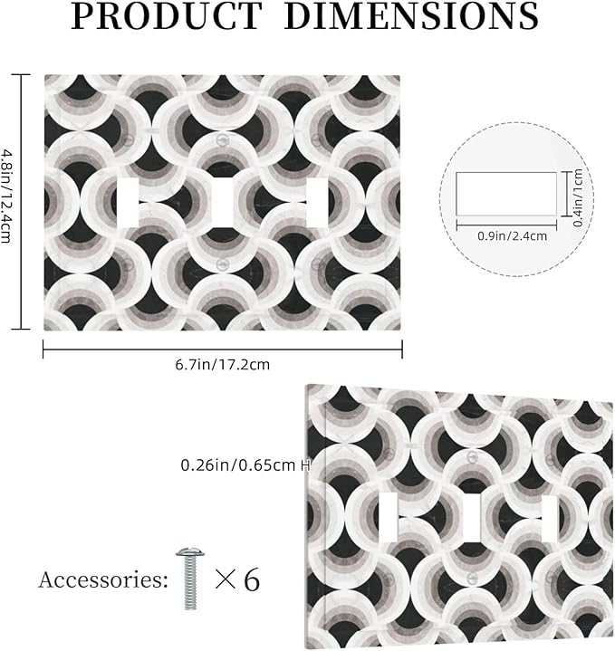 Bvtewkhz Black/White Art Marble 3 Gang Triple Toggle Decorative Light Switch - Image 4