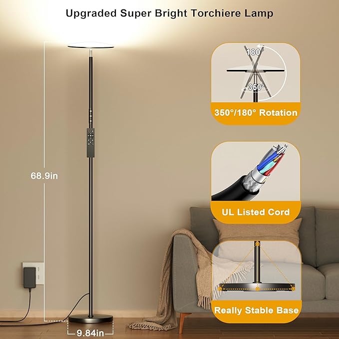 LED Floor Lamp, Bright 36W 3600LM Standing Lamp 350W Equivalent - Image 5