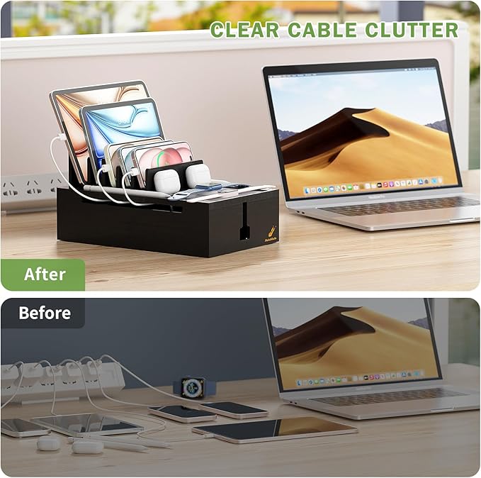 Pezin & Hulin Bamboo Charging Station, Electronic Devices Organizer - Image 7