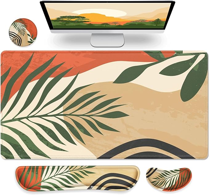 Gimars 4 in 1 Mouse Pad and Keyboard Wrist Rest Set, Large Mouse Pad by Gimars