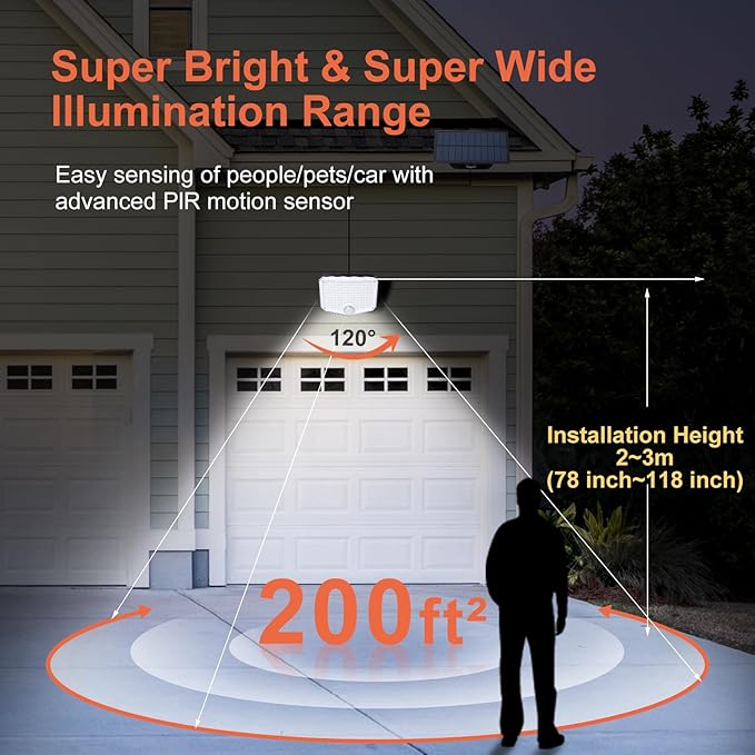 JumJam Solar Flood Lights Outdoor Waterproof IP65, 153 High Brightness LED 9000K - Image 2