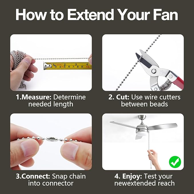 SmoTecQ 10 Feet Ceiling Fan Pull Chain Extension - Image 8