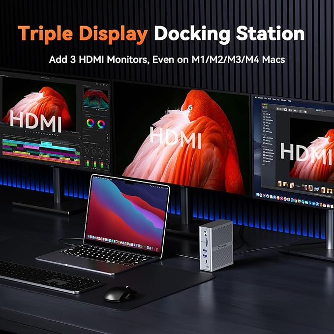 TobenONE DisplayLink Docking Station 3 Monitors, 14-in-1 Triple Monitor Dock - Image 3