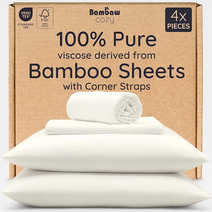 Bambaw 100% Viscose Derived from Bamboo Queen Size Sheet Set by Bambaw