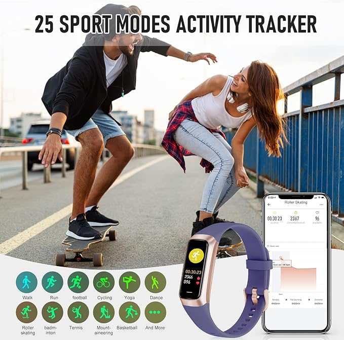 Fitness Tracker with 24/7 Heart Rate Blood Oxygen Sleep Monitor, 1.1" AMOLED - Image 5