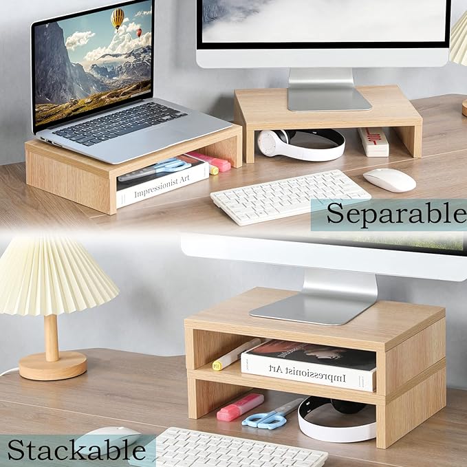 TEAMIX Wood Monitor Stand Riser - Image 2