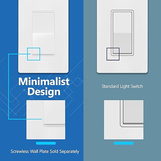 LIDER Matte White Minimalist Design Decorator Switch, Frameless Paddle Wall - Image 4
