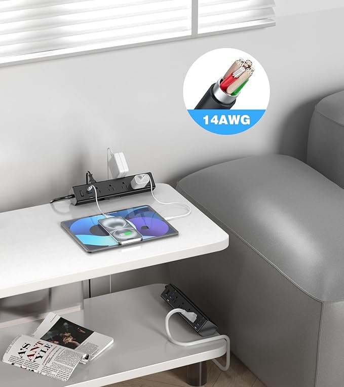 Desk Clamp Power Strip, 40W Total Fast Charging Station, Desk Edge Mount Power - Image 7