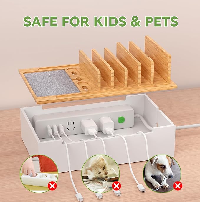 Pezin & Hulin Bamboo Charging Station, Electronic Devices Organizer - Image 2
