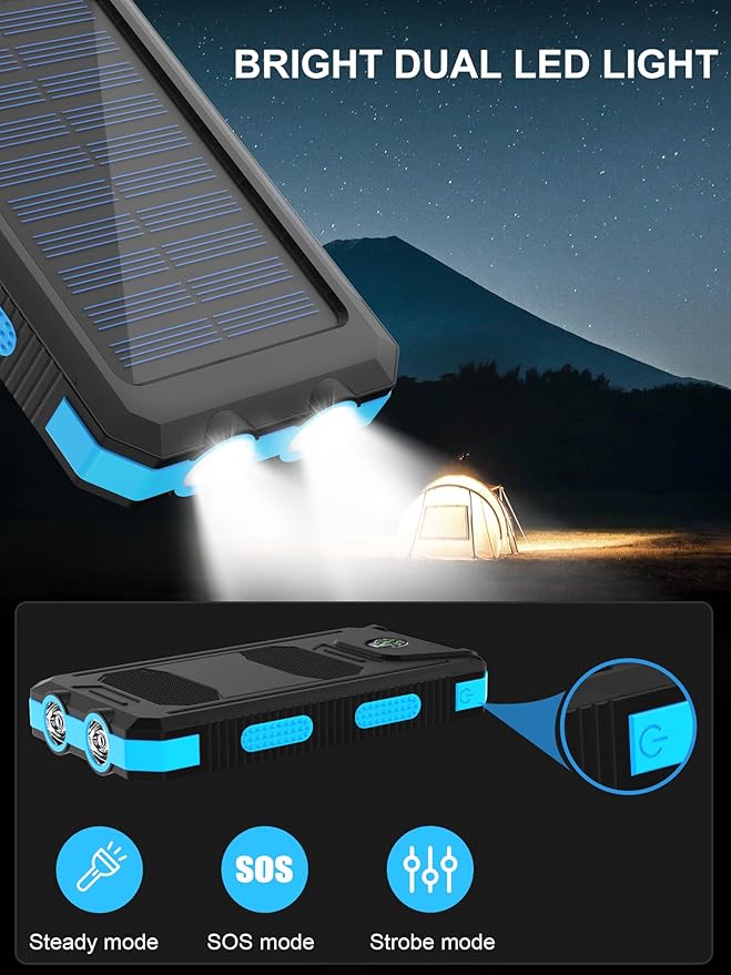 Solar Charger, 38800mAh Solar Power Bank, Waterproof External Backup Battery - Image 3