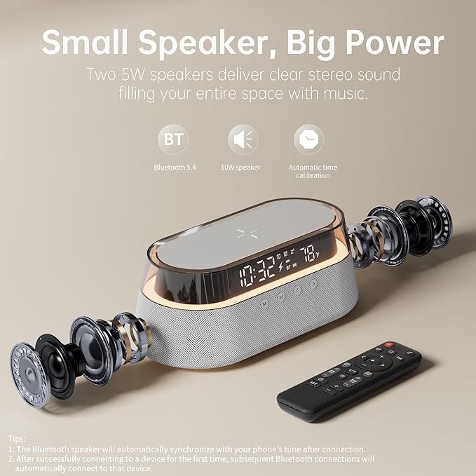 KUANGXIANG 6-in-1 Bluetooth Speaker Alarm Clock - Image 2
