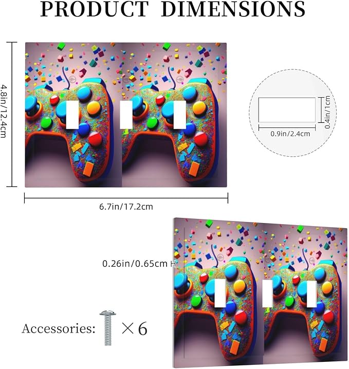 Bvtewkhz Videos Game Controller 3 Gang Triple Toggle Decorative Light Switch - Image 3