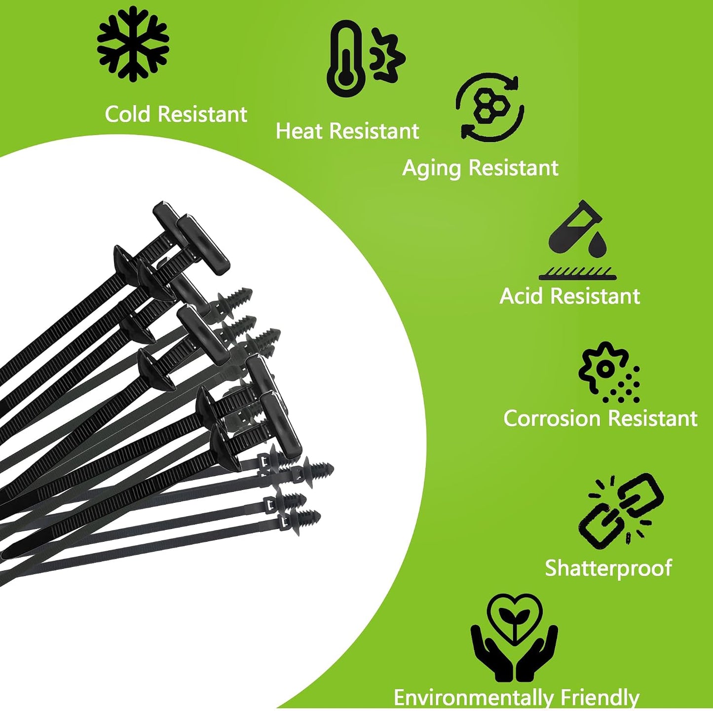 300 Pcs Nylon Universal Cable Tie Buckle, Car Strap Style Zip Ties, Push Mount Cable Zip Tie, Multifunctional Snap Fit Nylon Clips for Car Fender Bumper Trunk Home Use