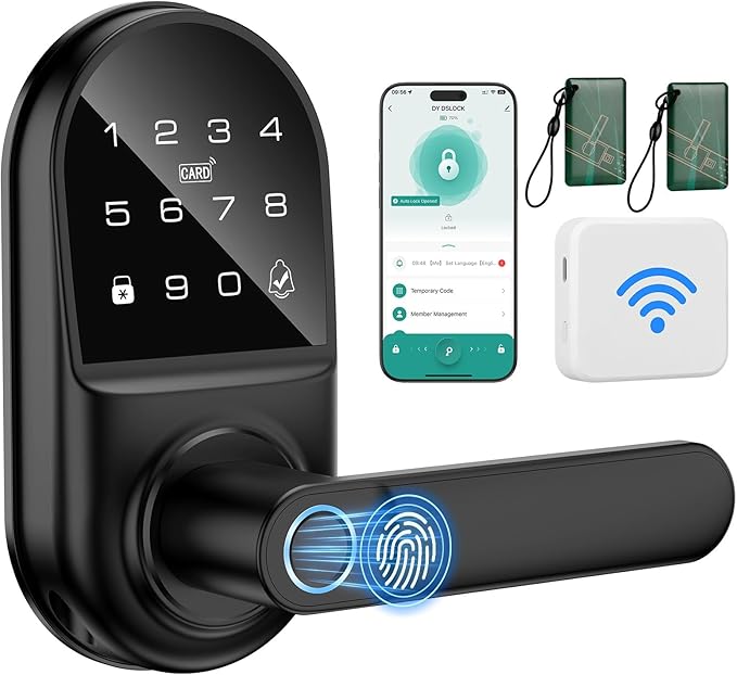 Smart keypad Door Lock with Handle，Fingerprint Keyless Entry Digital Lock with by Unknown