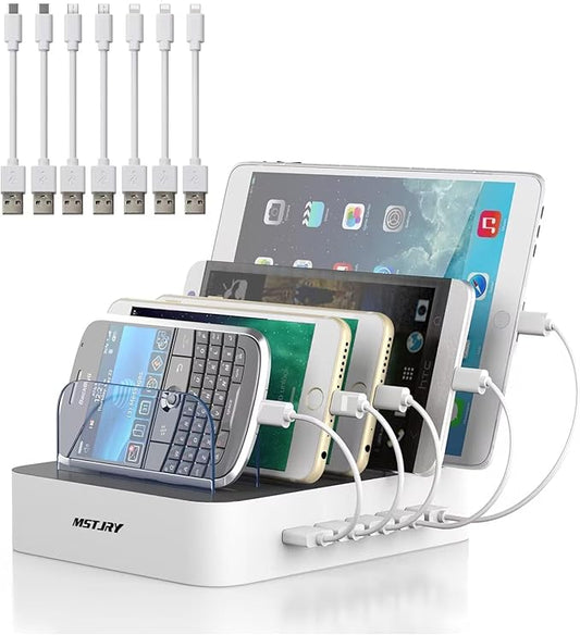 MSTJRY Charging Station for Multiple Devices : 5 Port Multi USB-A Charger by MSTJRY