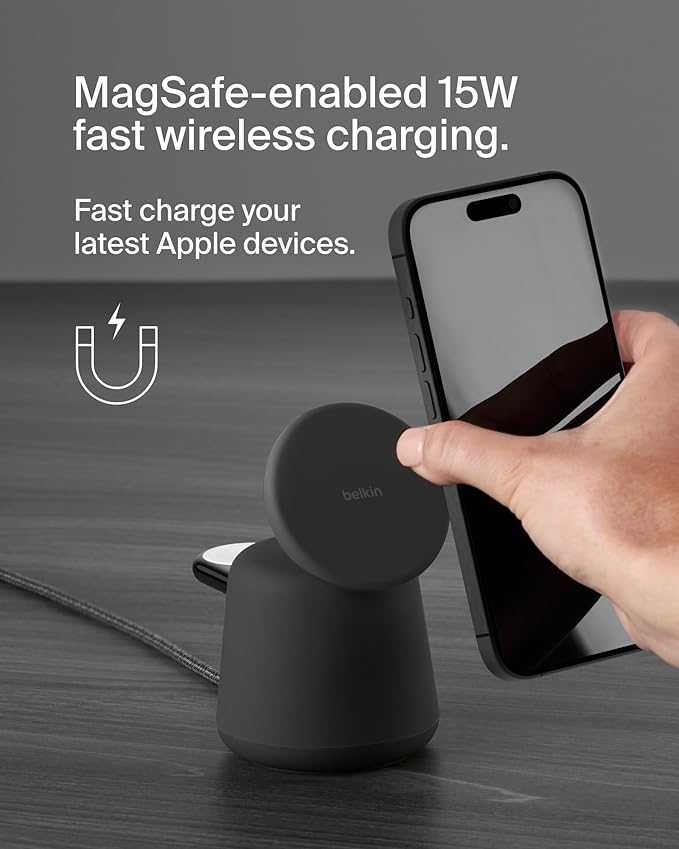 Belkin 2-in-1 MagSafe Wireless Charging Dock 15W Fast Charge iPhone Charger - Image 2
