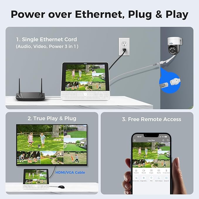 【12’’ Monitor + Human Tracking】Hiseeu 4K PoE Security Camera System, All-in-One - Image 5
