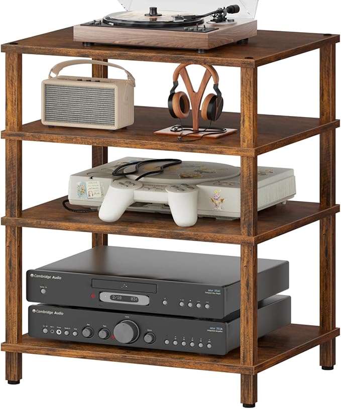 4-Tier AV Media Player Stand, Modern Stereo Cabinet, Wooden TV Stand, Game by LELELINKY