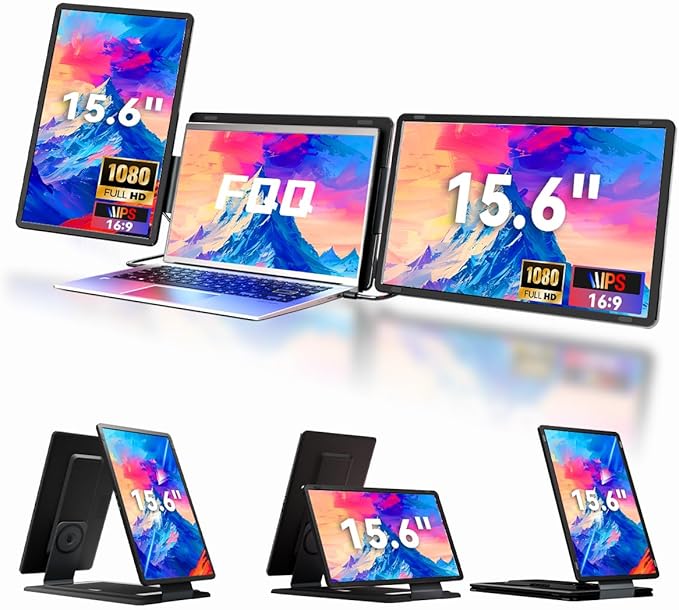 15.6" Detachable Laptop Screen Extender, FHD 1080P IPS Dual/Triple Portable by FQQ