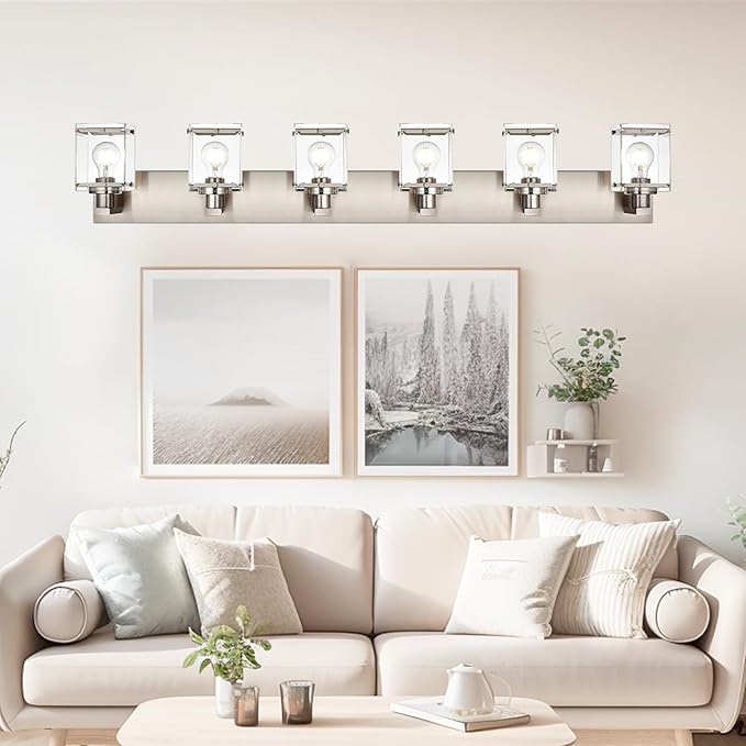 WINSHEN 6-Lights Brushed Nickel Bathroom Light Fixture Over Mirror, Modern Wall - Image 2