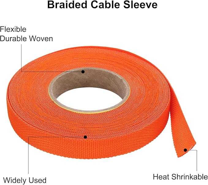 MECCANIXITY Braided Cable Sleeves Heat Shrinkable Fabric Sleeving, 3/8" 40ft - Image 4