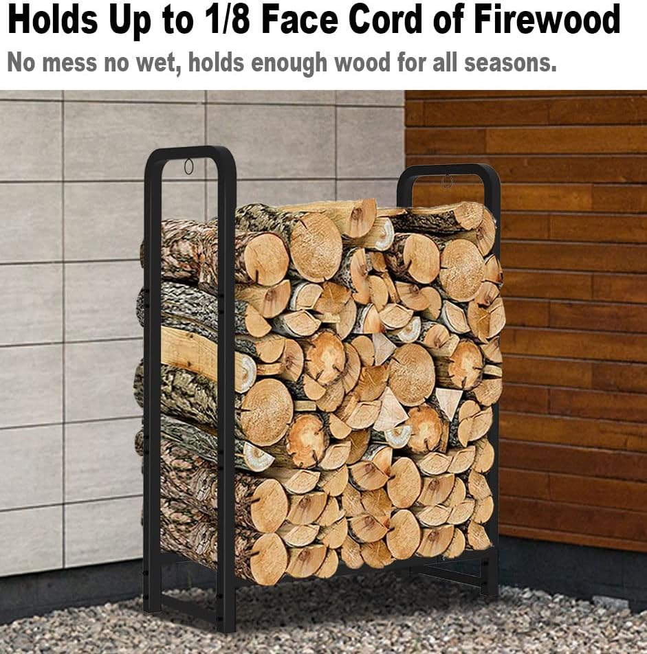 firewood rack stand 2ft heavy duty logs holder showing dimensions