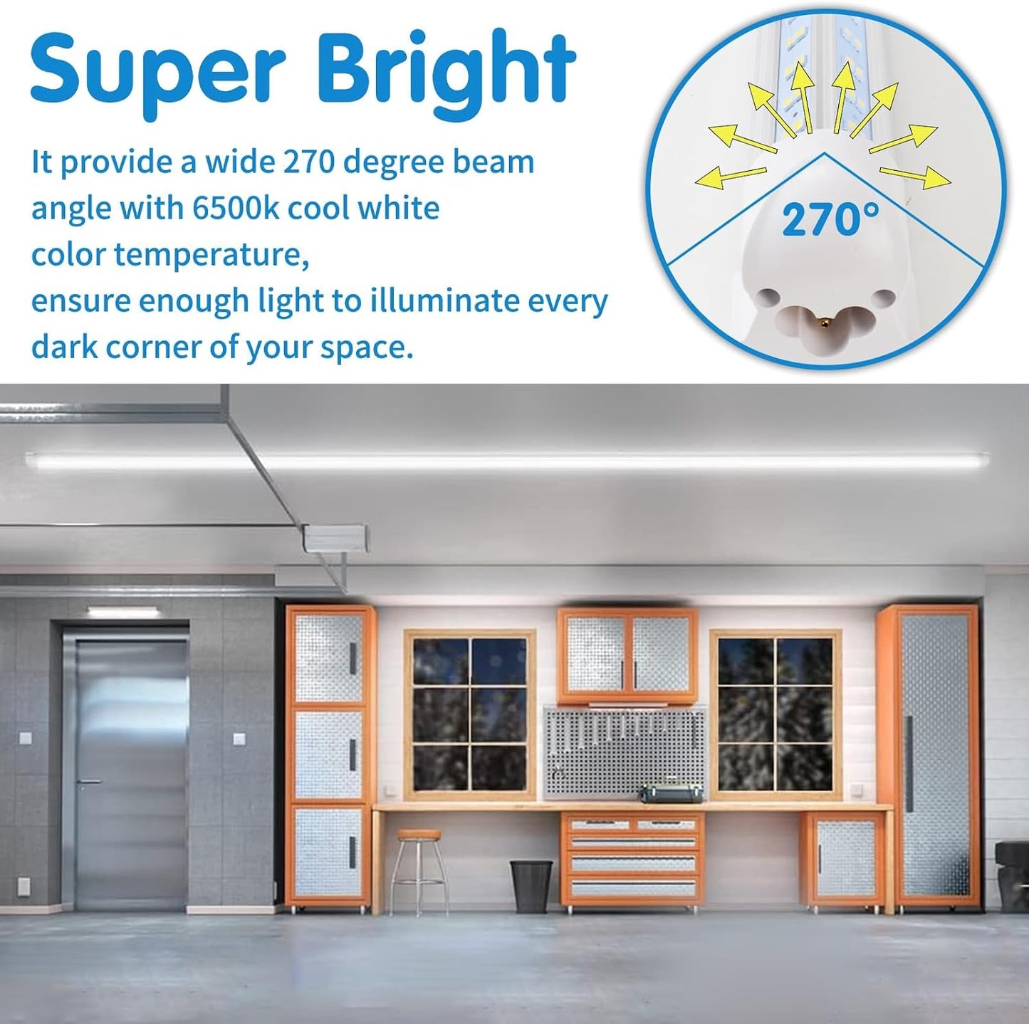 AQIQUUT Led Shop Light 2ft,Led Shop Light,25W 6500K 3200LM Clear Cover,T8 LED Light Fixture,Ceiling and Utility Shop Lights,Linkable Light Fixture for Room,Garage,Workbench,Warehouse(2-Pack)